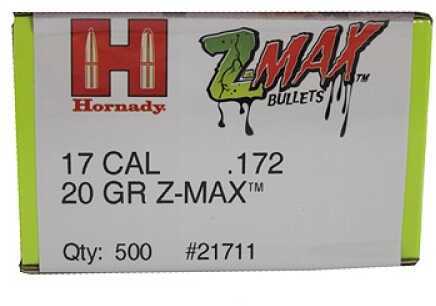 Hornady Z-MAX Reloading Bullets .17 Caliber ".172" 20 Grains (Per 500) 21711